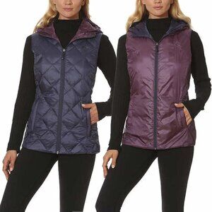 Gerry Women's Puffer Packable Reversible Down Vest in Indigo/Port - Sz M - NWT